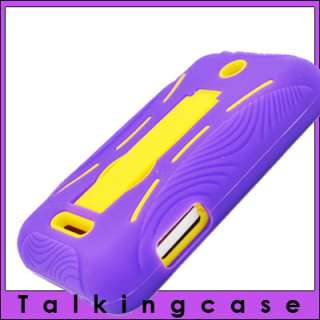 Purple Yellow Kick Stand Double Layers Armor Case Cover Cricket ZTE 