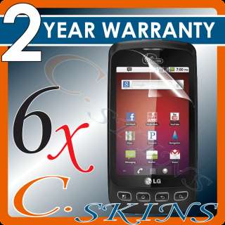 6x C. Skins LG OPTIMUS V for VIRGIN MOBILE Clear Screen Protector, LCD 