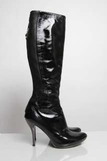 Alexander McQueen Classic Patent Leather Tall Boots Size 38 8  