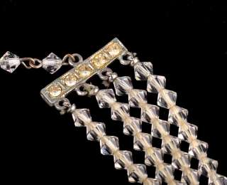 Vintage Aurora Borealis 4 Strand Crystal Bead Necklace  