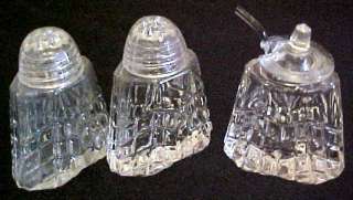 Vintage Crystal SHAKERS & SALT JAR w/GLASS SPOON  