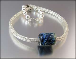 TIDES Laura Bracken Blue Lampwork & Silver Viking Knit  
