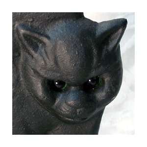   Black Cat w/ Green Glass Eyes Cast Iron Door Stop: Home & Kitchen