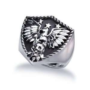  J.Goodman Sterling Silver Eagle Shield Ring: Jewelry