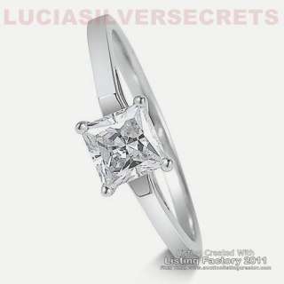 CARAT PRINCESS CUT SOLITAIRE ENGAGEMENT PROMISE RING SOLID SILVER 