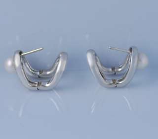 Salavetti Diamond Pearl 18k White Gold Earrings  
