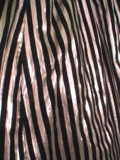 Vtg 80s Strapless Metallic Silver Party Prom Dress S M Striped Velvet 
