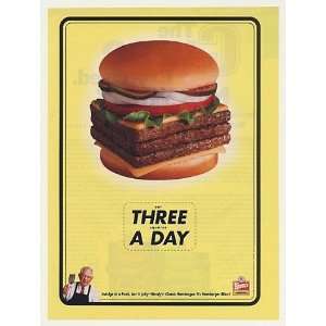  2000 Wendys Hamburger Three A Day Restaurant Print Ad 