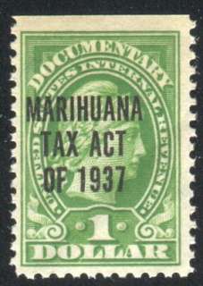 Marihuana Transfer Tax Revenue Stamp 1937 $1 green  