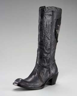 Siren by Mark Nason Veela Rose Patch Black Leather Boots Tall 9.5 