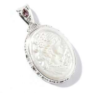   Silver Mabe Cultured Pearl & Tourmaline Locket Pendant Jewelry