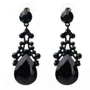 Cute Vintage Style Dangle Earrings in Black Tone with Black 