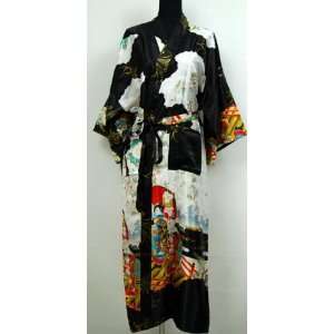  Shanghai Tone® Geisha Kimono Bath Robe Night Gown Black 