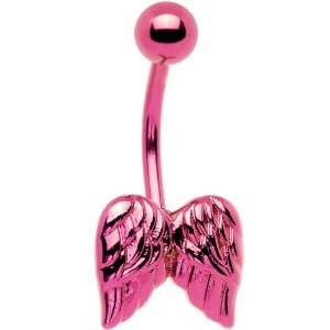  Pink Electro Titanium Angel Wings Belly Ring: Jewelry