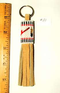 Keyring Native American Peyote Beadwork on leather #111  