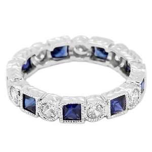   : Silver Antique Art Deco Style Cubic Zirconia Eternity Band: Jewelry