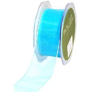  May Arts 1 1/2 Inch Wide Ribbon, Light Blue Sheer with 
