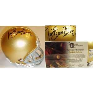   Brown Signed Notre Dame Mini Helmet w/Heisman87: Sports & Outdoors