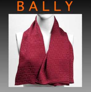 NEW AUTH Bally Scarf 100%Silk Women Ladies Red Italy  