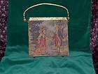 VINTAGE TAPESTRY PURSE WITH ROMANTIC 18TH CENTURY SCENE  