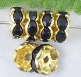 Free Ship 100Pcs Lacy Black Crystal Spacer Bead 8mm  