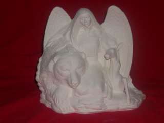 CERAMIC BISQUE INDIAN ANGEL W/BEAR&DEER~READY TO PAINT  