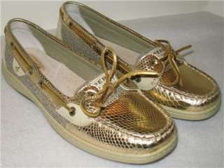 SPERRY TOPSIDER Angelfish Gold Python Boat Shoe US 8.5/EUR 39.5 NEW 
