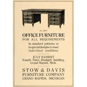  1918 Ad Stow & Davis Furniture Office Desk No. 1860 F 
