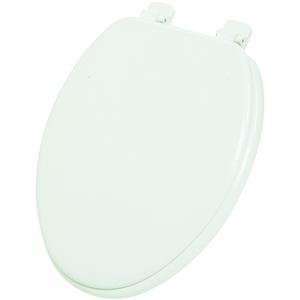  Home Impressions Elongated Wood Toilet Seat, WHITE ELONG 
