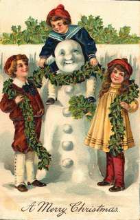 Victorian Christmas Fabric Block Snowman  