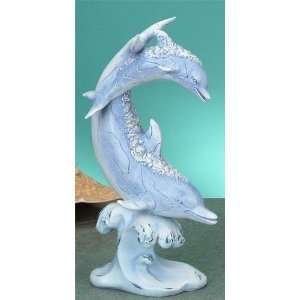 Bejeweled Marine Life Mom And Baby Dolphin Swimming Figurine Statue