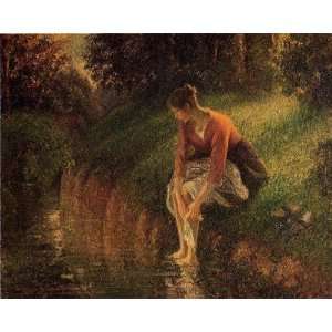  Oil Painting: Young Woman Bathing Her Feet: Camille 