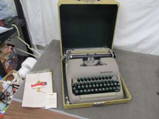 Smith Corona Sterling Manual Typewriter Green Keys Case  