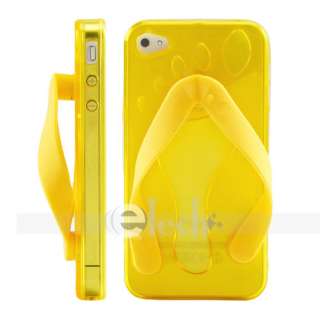 Flip flop Series Yellow Slipper TPU Skin Cover for Apple iPhone 4 4G 