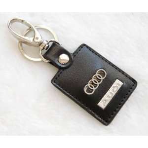  Black Leather Audi Logo Car Keychain Automotive