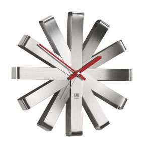  Umbra Ribbon Stainless Steel Wall Clock & FREE MINI TOOL 