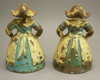 Pair of Antique Vintage Painted Cast Iron Dutch Girl Lady Bookends 