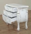 Solid Mahogany Antiqued White 3 Drawer French Rococo Chest Dresser 