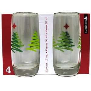   Drinkware, Set of 4 Scribble Tree Highball Glasses: Home & Kitchen