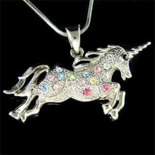 Myth Fairy Crystal Single Horned HORSE UNICORN Necklace  