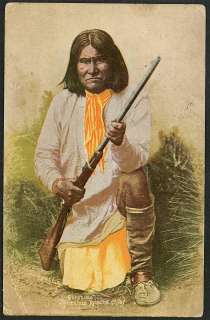 Artist Signed   Geronimo Apache Chief & Rifle   Vintage   Original 