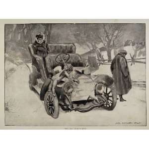  1908 Print James Montgomery Flagg Woman Man Car Cupid 