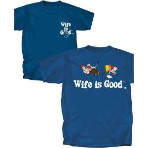  Wife is Good Dog Gone Again T Shirt (Harbor Blue) Sports 