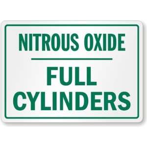  Nitrous Oxide, Full Cylinders Laminated Vinyl Sign, 7 x 5 