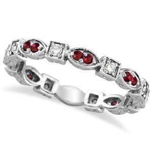  Ruby and Diamond Eternity Anniversary Ring Band 14k White 