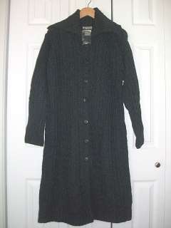 Aran Craft Merino Wool Long Sweater Coat ~ GRY L  