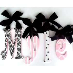 Pink & Black Patterned Glitter Wall Letters Everything 