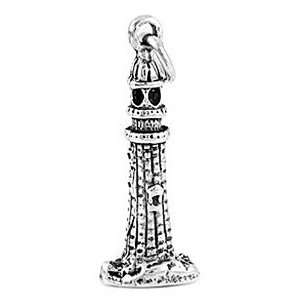  Sterling Silver Single Tall Lighthouse Charm Jewelry