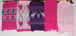 New Dog Sweater Pink or Purple Deer Argyle Solid XS  