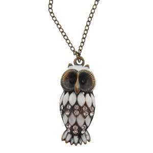   Antique finish Owl Pendant   Long Rolo Chain Necklace 